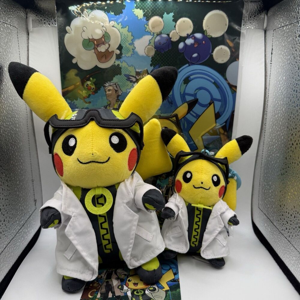 Pokémon GO 10th Anniversary Professor Willow Assistant Pikachu Plush Set